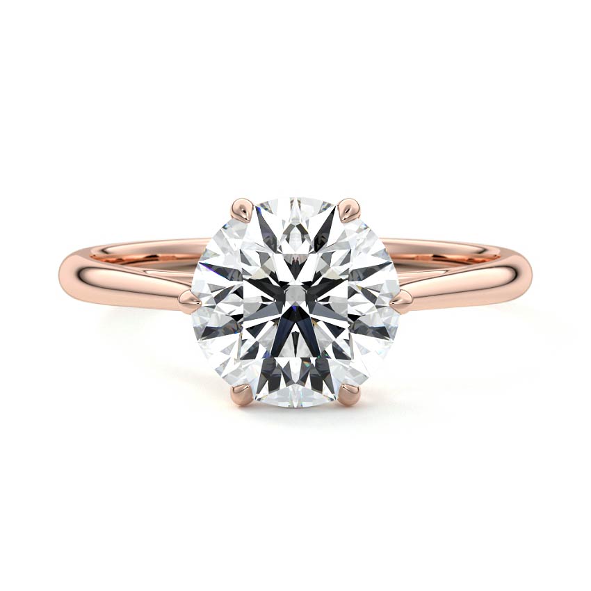 Rose gold Round Diamond Solitaire Engagement Ring with Cathedral Setting