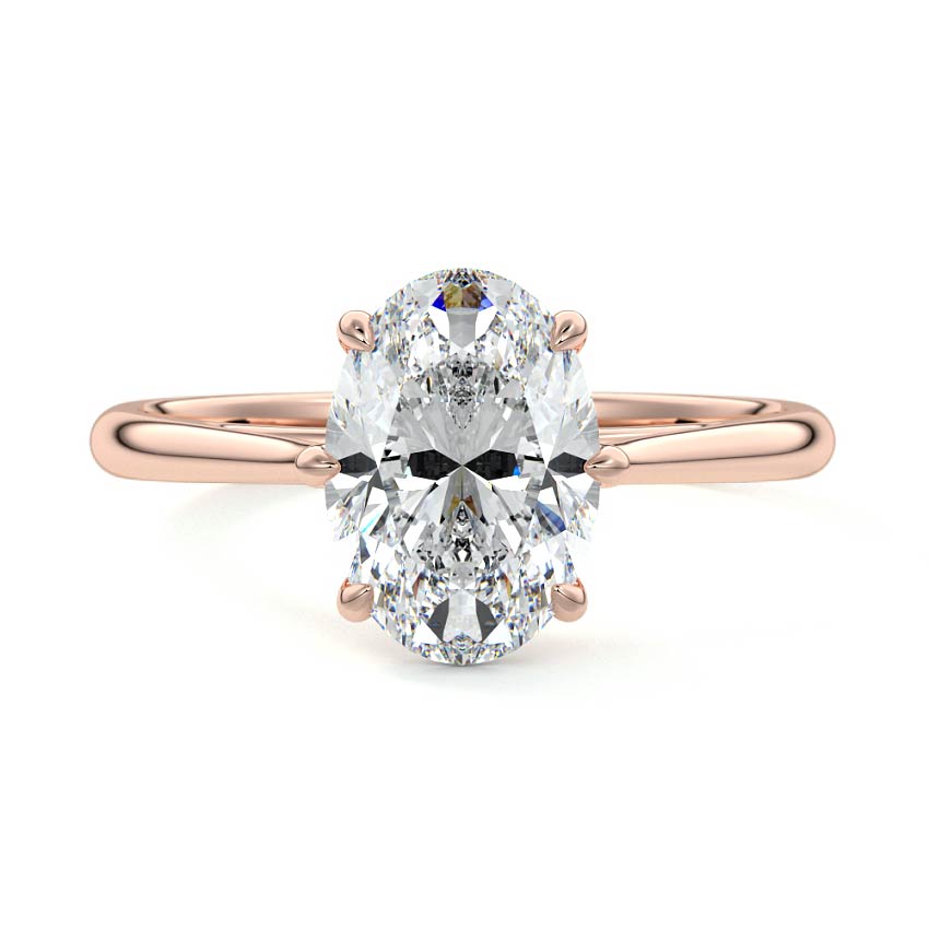 Rose gold Oval Diamond Solitaire Engagement Ring with Cathedral Setting