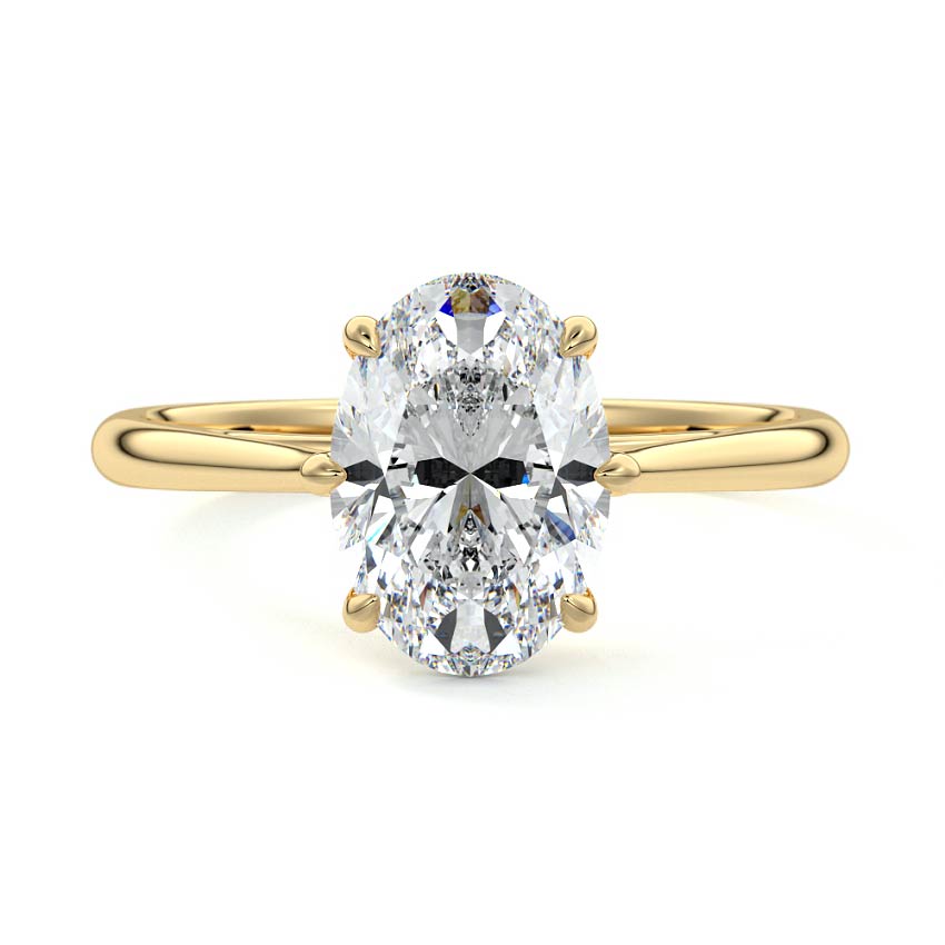 Yellow gold Oval Diamond Solitaire Engagement Ring with Cathedral Setting
