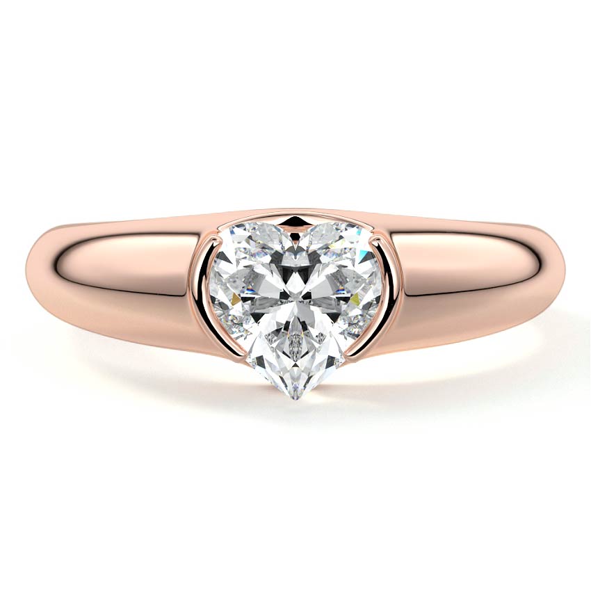 Rose gold Heart Diamond Solitaire Engagement Ring with Bezel-Inspired Setting