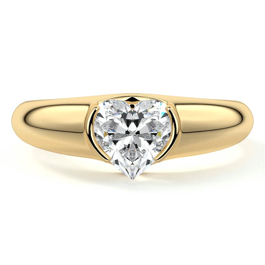 Yellow gold Heart Diamond Solitaire Engagement Ring with Bezel-Inspired Setting