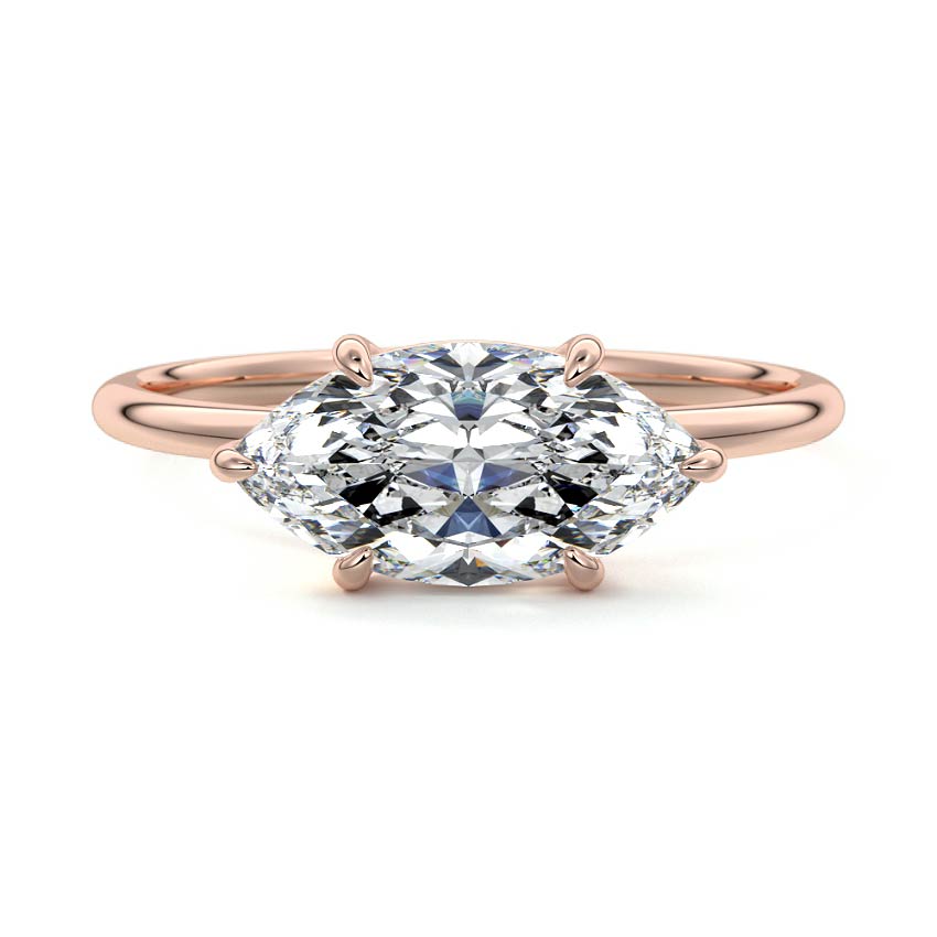 Rose gold Marquise Diamond Solitaire Engagement Ring with Four-Prong Setting