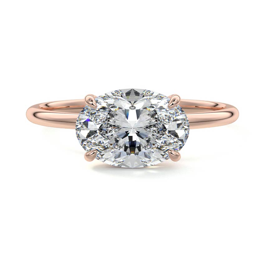 Rose gold Oval Diamond Solitaire Engagement Ring with Four-Prong Setting