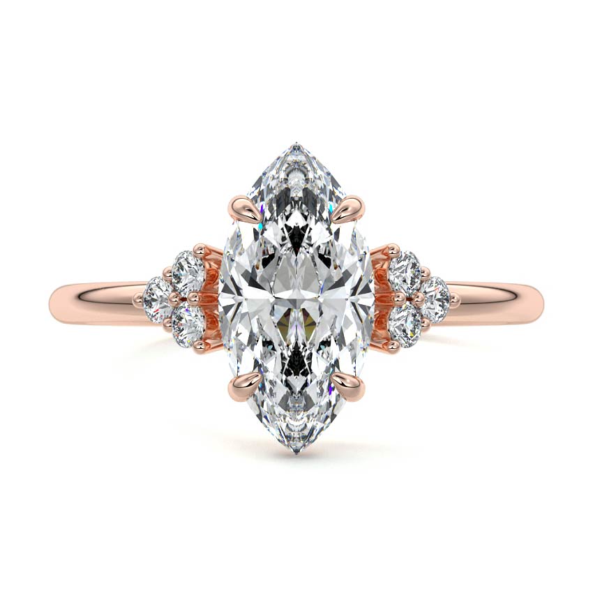 Rose gold Marquise Diamond Side Stone Engagement Ring