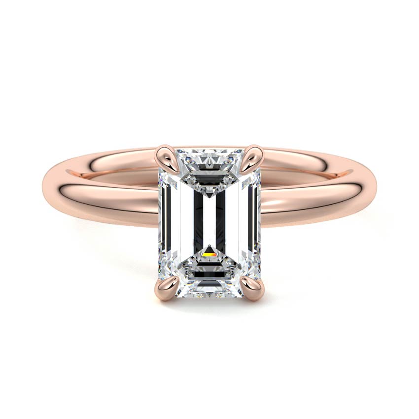 Rose gold Emerald Diamond Solitaire Engagement Ring