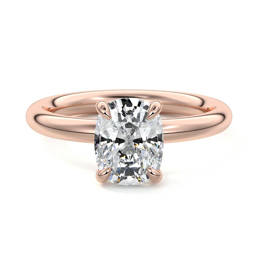 Rose gold Cushion Diamond Solitaire Engagement Ring