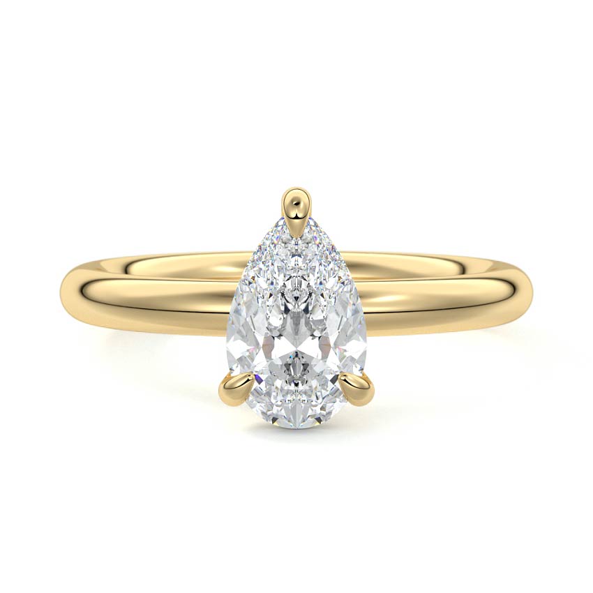 Yellow gold Pear Diamond Solitaire Engagement Ring
