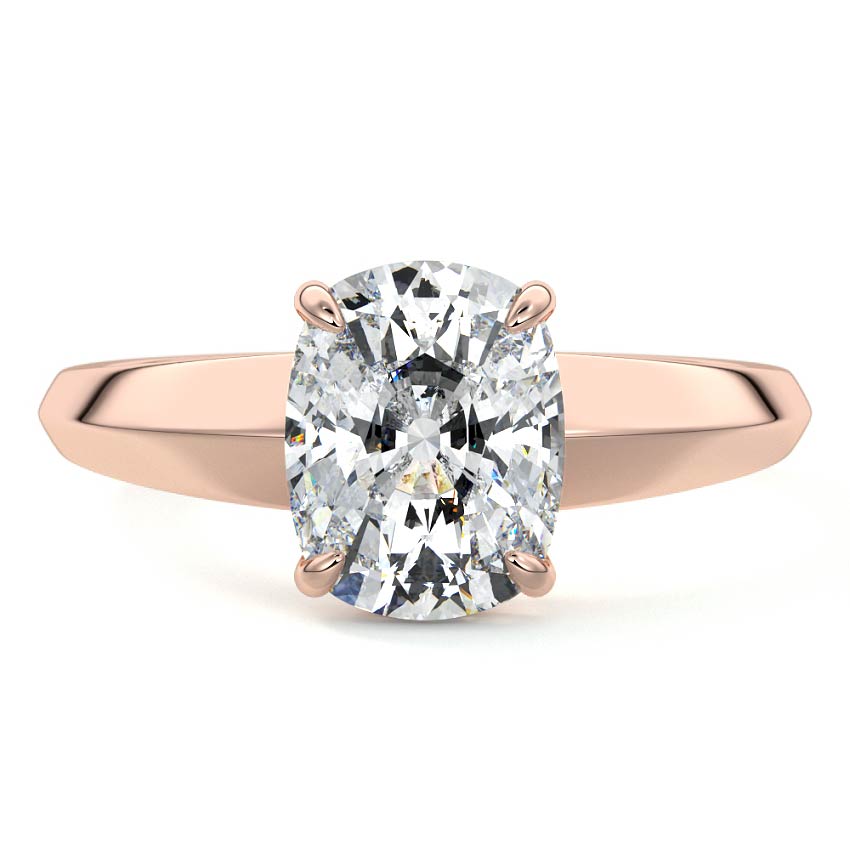 Rose gold Cushion Diamond Solitaire Engagement Ring
