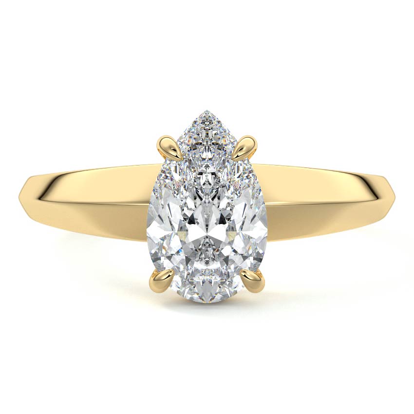 Yellow gold Pear Diamond Solitaire Engagement Ring