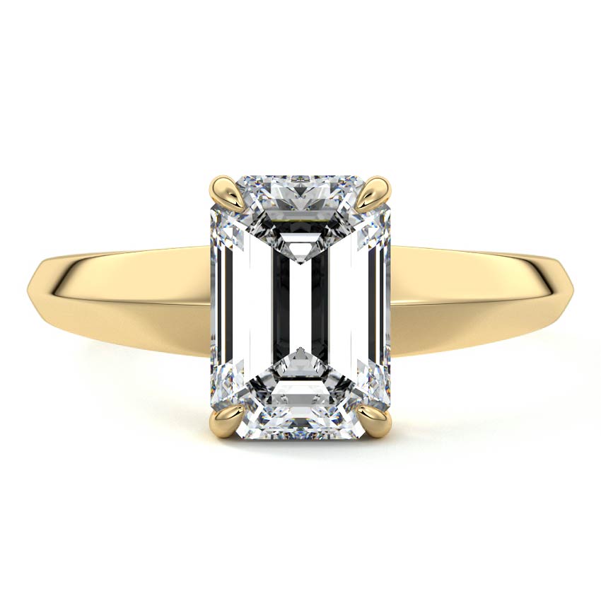 Yellow gold Emerald Diamond Solitaire Engagement Ring