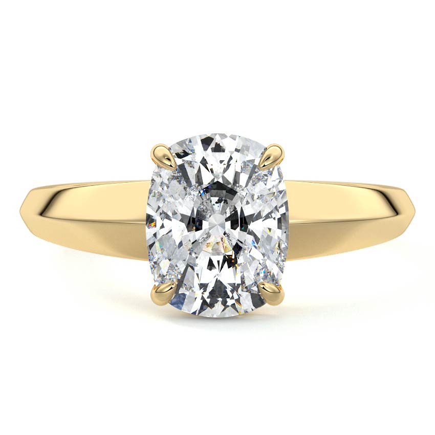 Yellow gold Cushion Diamond Solitaire Engagement Ring