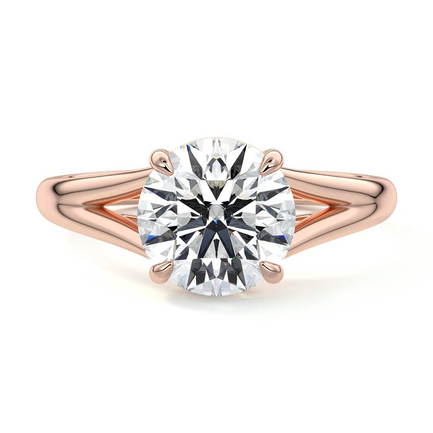 Rose gold Round Diamond Cathedral Solitaire Engagement Ring