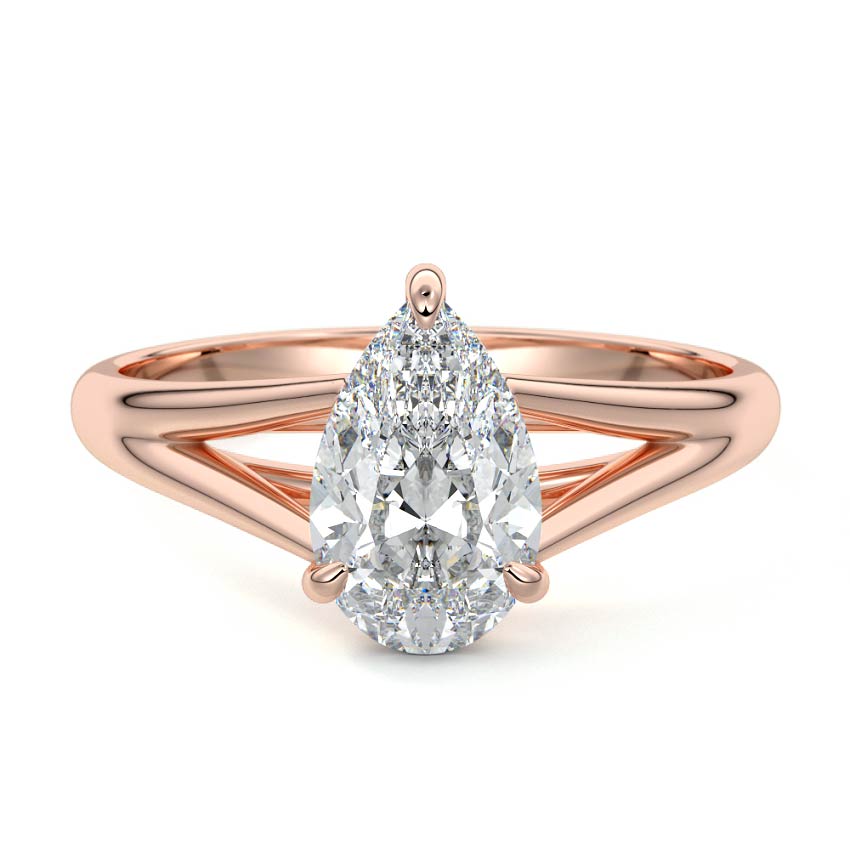 Rose gold Pear Diamond Cathedral Solitaire Engagement Ring