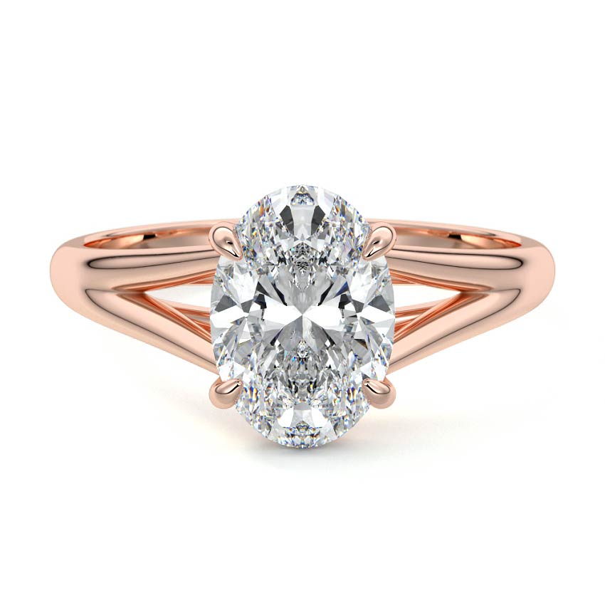 Rose gold Oval Diamond Cathedral Solitaire Engagement Ring