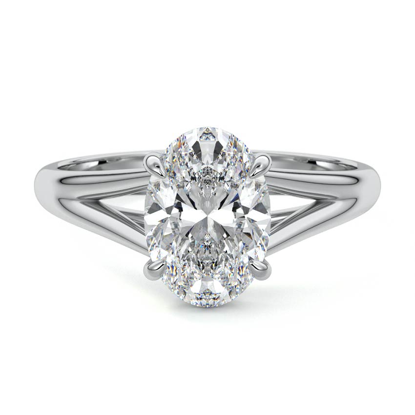White gold Oval Diamond Cathedral Solitaire Engagement Ring