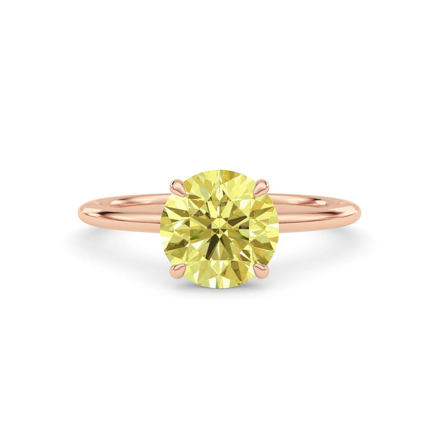 Rose gold Fancy Yellow Round Cut Diamond Classic Solitaire Engagement Ring