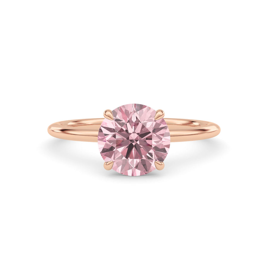 Rose gold Fancy Pink Round Cut Diamond Classic Solitaire Engagement Ring