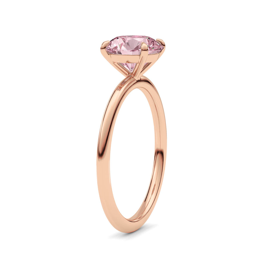 Rose gold Fancy Pink Round Cut Diamond Classic Solitaire Engagement Ring