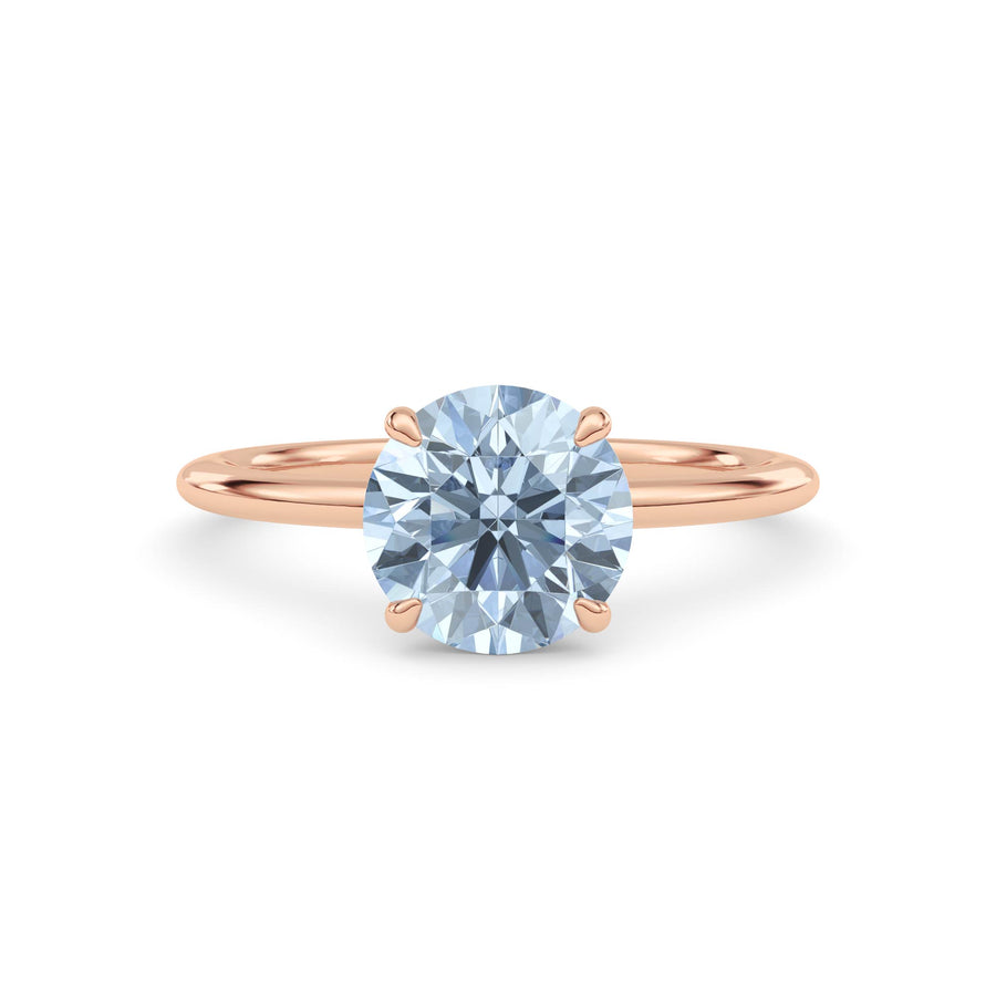 Rose gold Fancy Blue Round Cut Diamond Classic Solitaire Engagement Ring