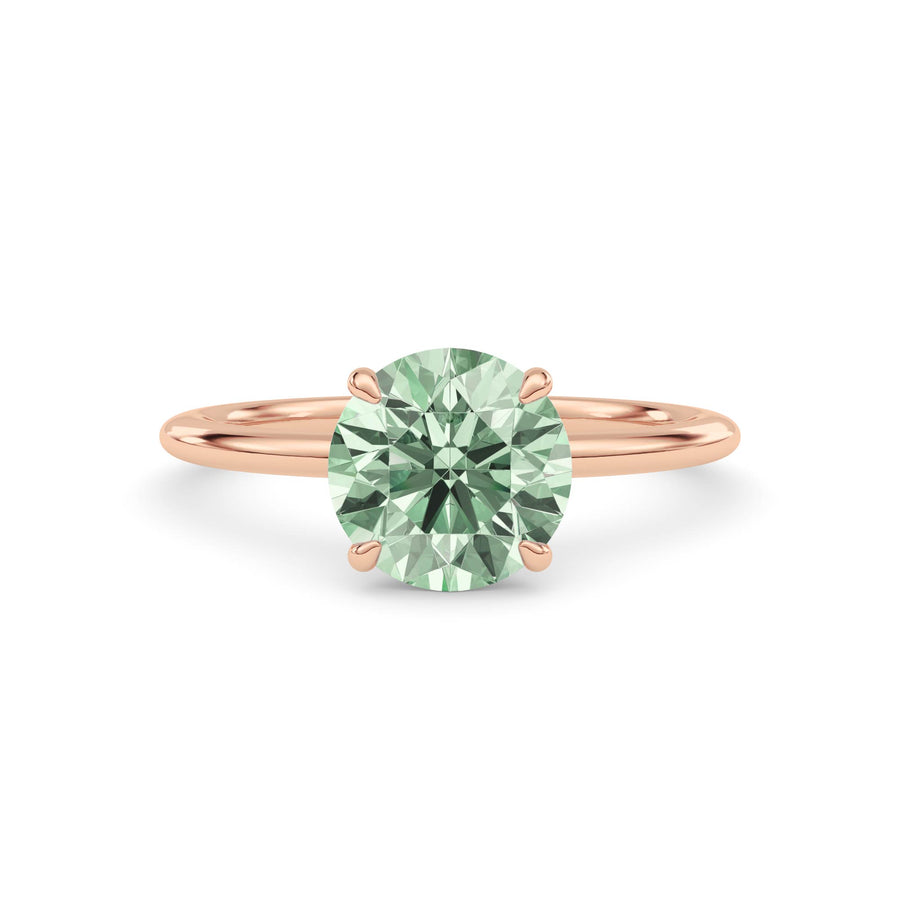 Rose gold Fancy Green Round Cut Diamond Classic Solitaire Engagement Ring