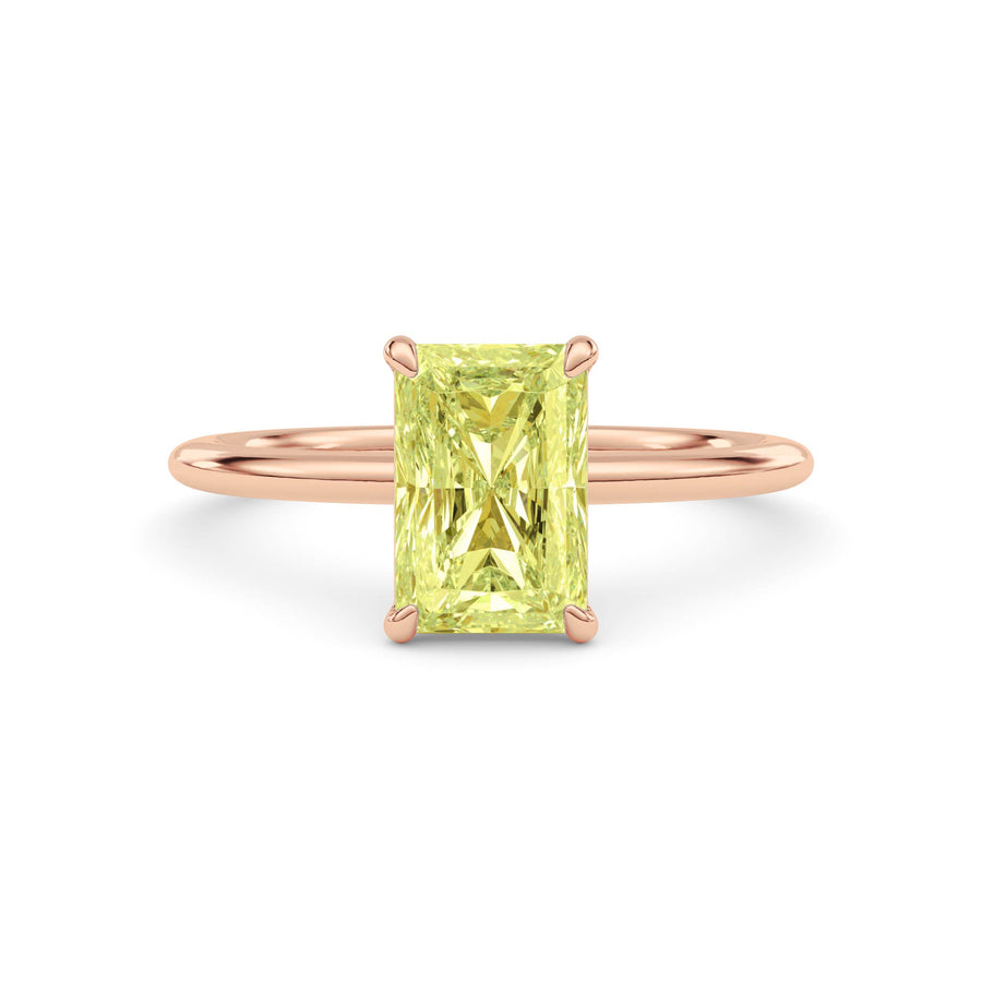 Rose gold Fancy Yellow Radiant Cut Diamond Classic Solitaire Engagement Ring