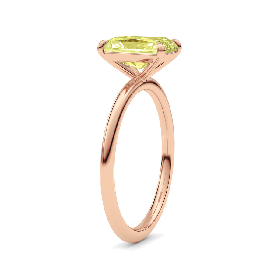 Rose gold Fancy Yellow Radiant Cut Diamond Classic Solitaire Engagement Ring