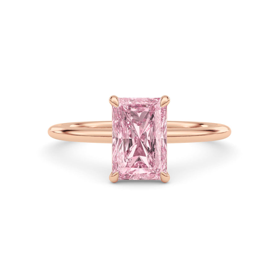Rose gold Fancy Pink Radiant Cut Diamond Classic Solitaire Engagement Ring