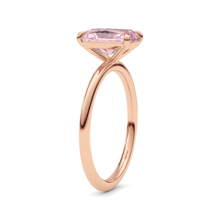 Rose gold Fancy Pink Radiant Cut Diamond Classic Solitaire Engagement Ring