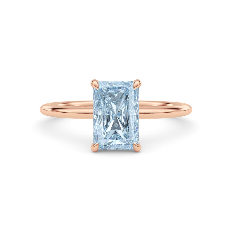 Rose gold Fancy Blue Radiant Cut Diamond Classic Solitaire Engagement Ring