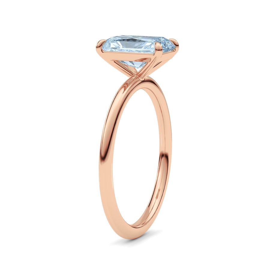 Rose gold Fancy Blue Radiant Cut Diamond Classic Solitaire Engagement Ring