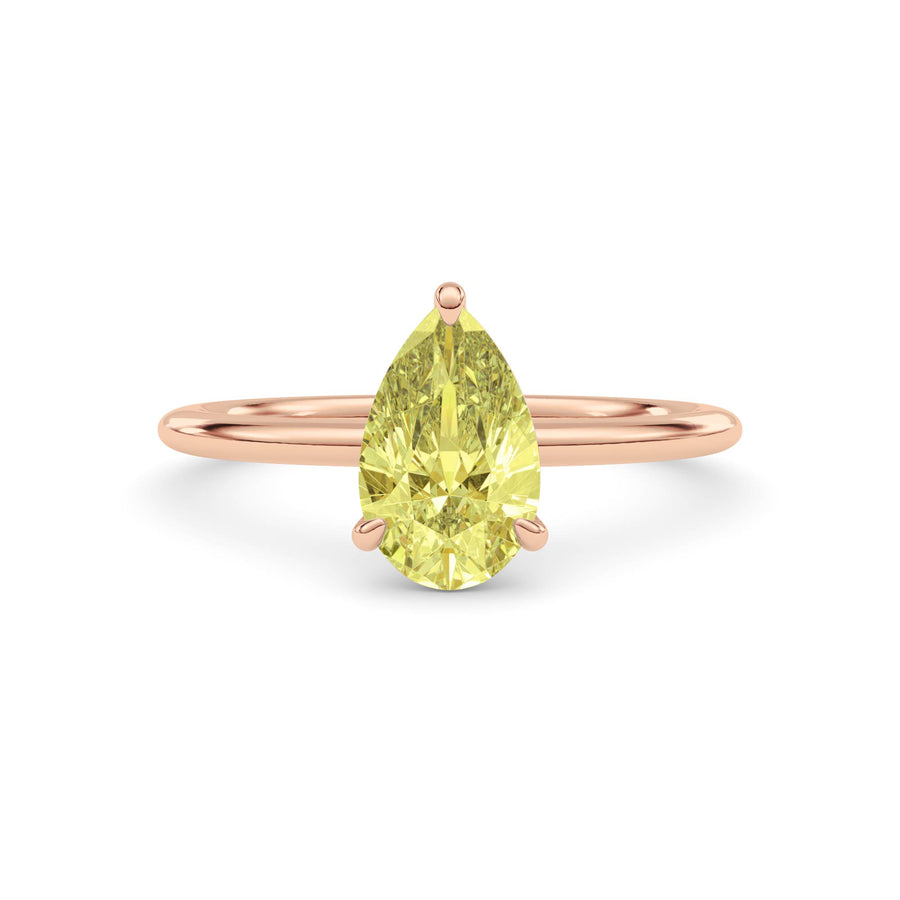 Rose gold Fancy Yellow Pear Cut Diamond Classic Solitaire Engagement Ring