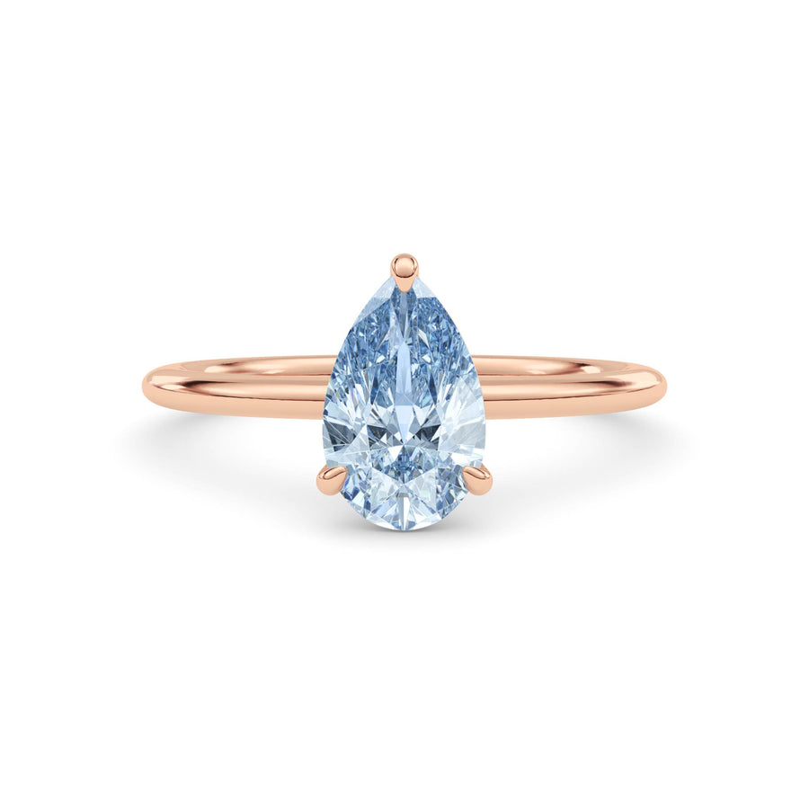 Rose gold Fancy Blue Pear Cut Diamond Classic Solitaire Engagement Ring