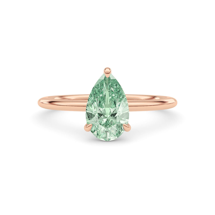 Rose gold Fancy Green Pear Cut Diamond Classic Solitaire Engagement Ring