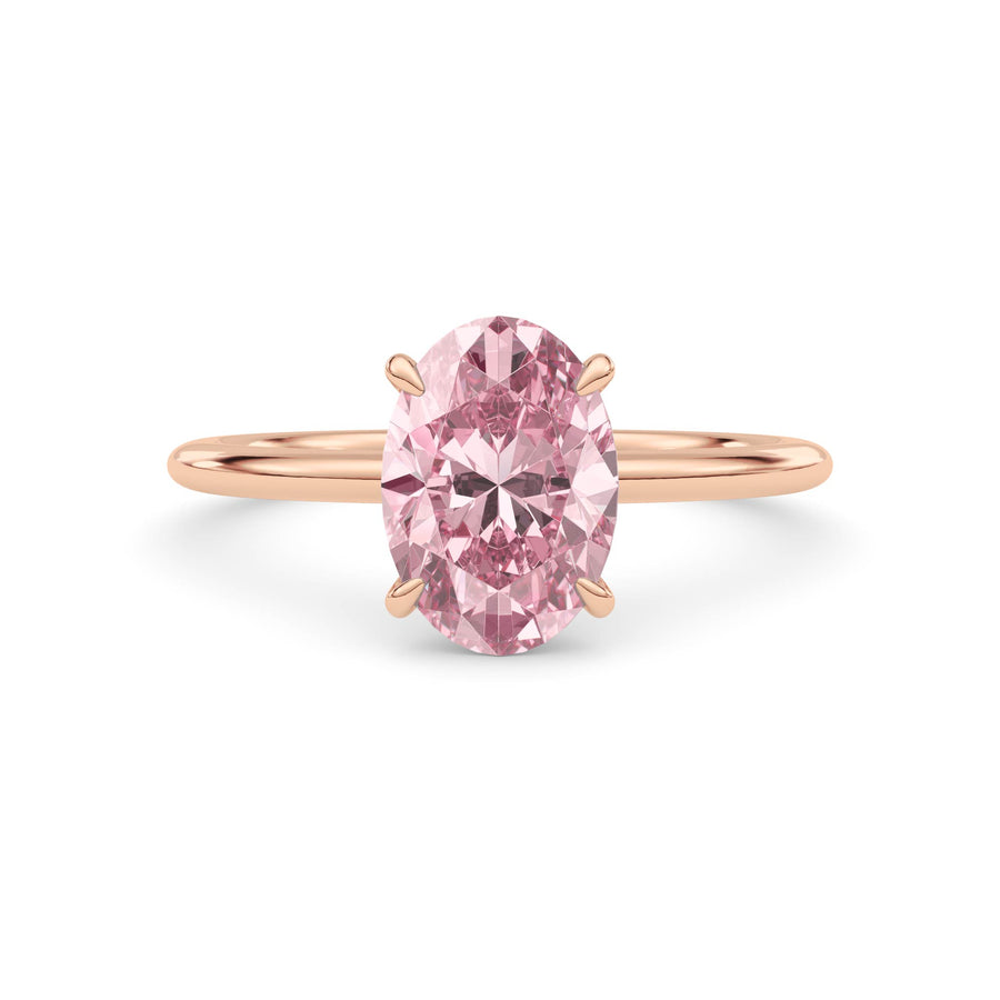 Rose gold Fancy Pink Oval Cut Diamond Classic Solitaire Engagement Ring