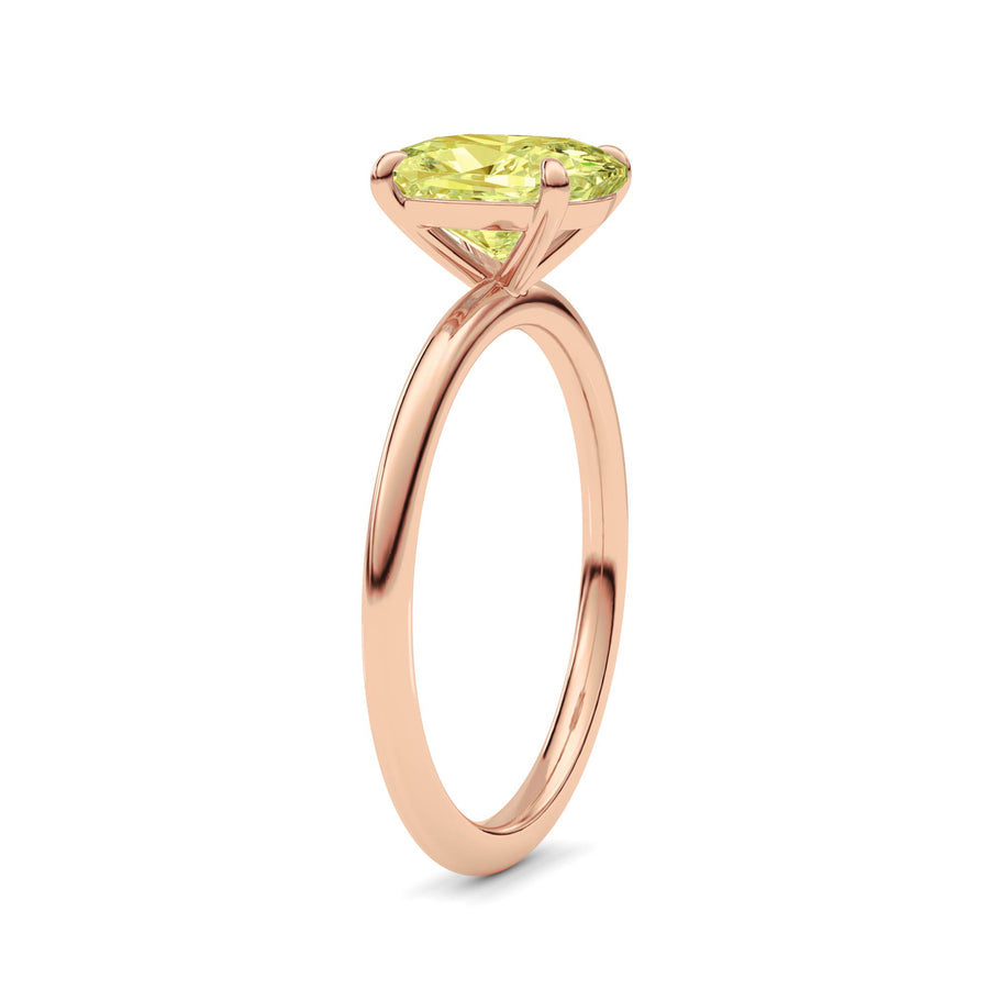 Rose gold Fancy Yellow Cushion Cut Diamond Classic Solitaire Engagement Ring