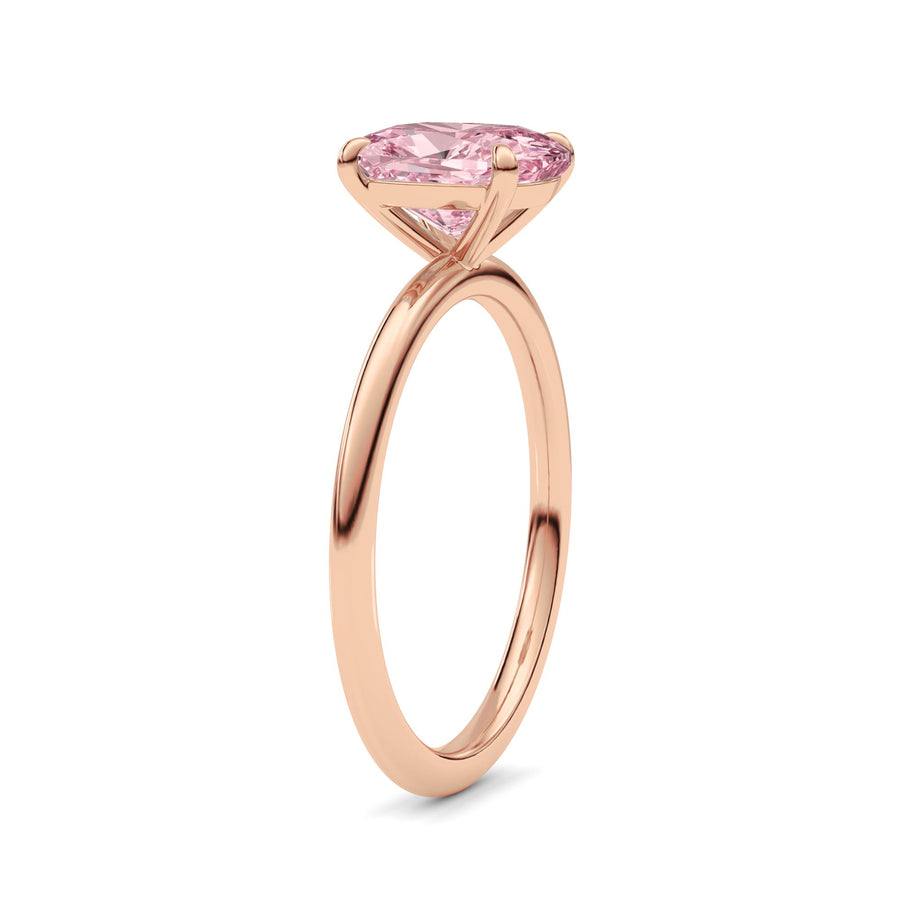 Rose gold Fancy Pink Cushion Cut Diamond Classic Solitaire Engagement Ring