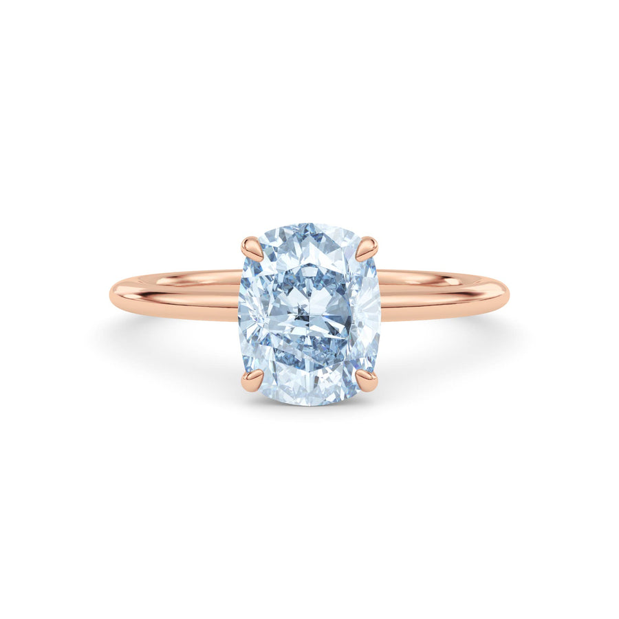 Rose gold Fancy Blue Cushion Cut Diamond Classic Solitaire Engagement Ring