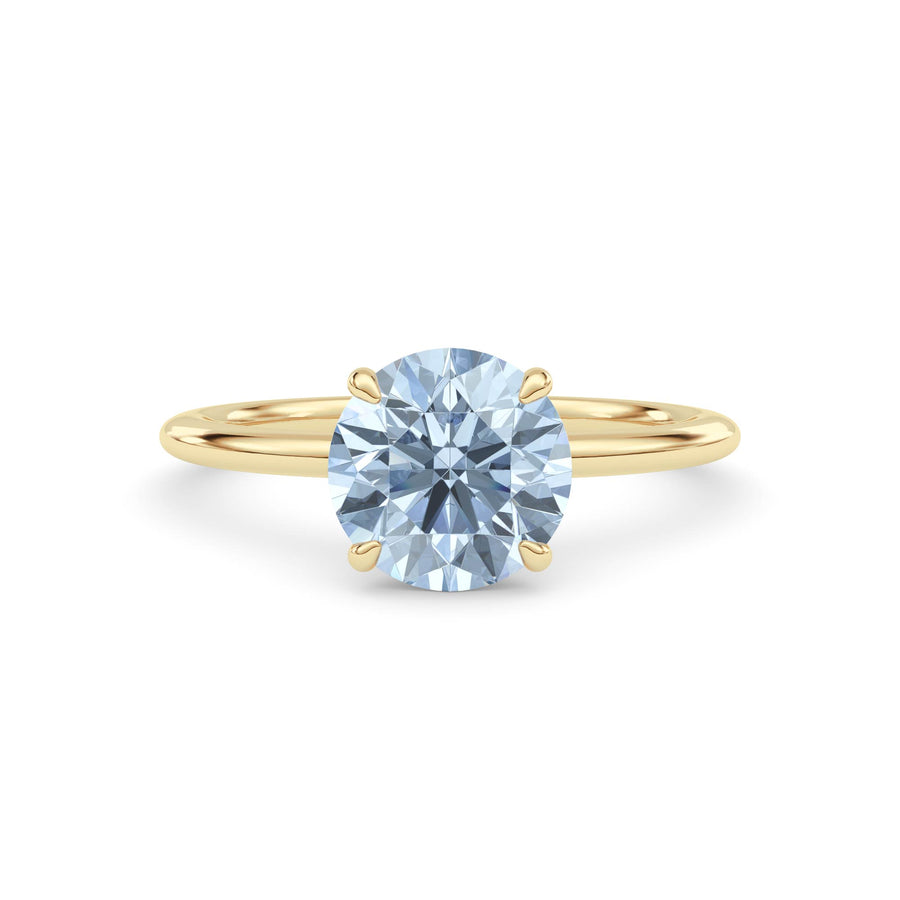 Yellow gold Fancy Blue Round Cut Diamond Classic Solitaire Engagement Ring