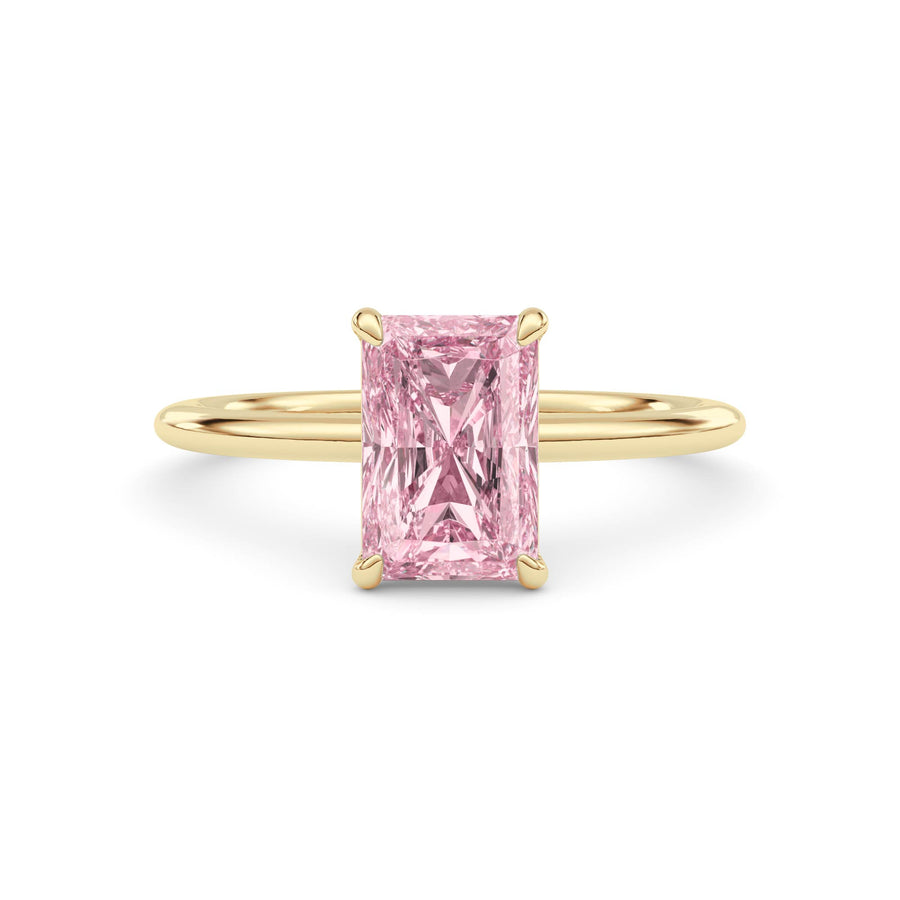 Yellow gold Fancy Pink Radiant Cut Diamond Classic Solitaire Engagement Ring