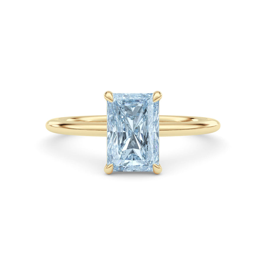 Yellow gold Fancy Blue Radiant Cut Diamond Classic Solitaire Engagement Ring