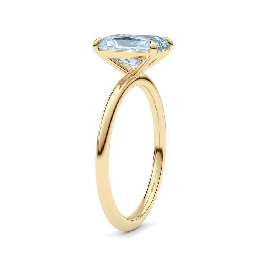 Yellow gold Fancy Blue Radiant Cut Diamond Classic Solitaire Engagement Ring