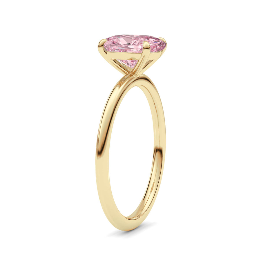 Yellow gold Fancy Pink Pear Cut Diamond Classic Solitaire Engagement Ring