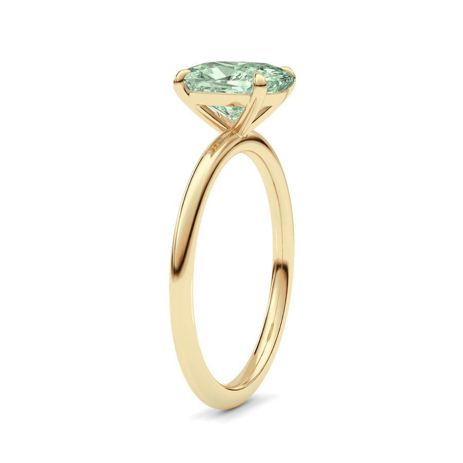 Yellow gold Fancy Green Pear Cut Diamond Classic Solitaire Engagement Ring