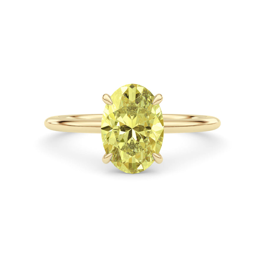 Yellow gold Fancy Yellow Oval Cut Diamond Classic Solitaire Engagement Ring