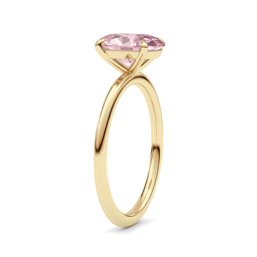 Yellow gold Fancy Pink Oval Cut Diamond Classic Solitaire Engagement Ring