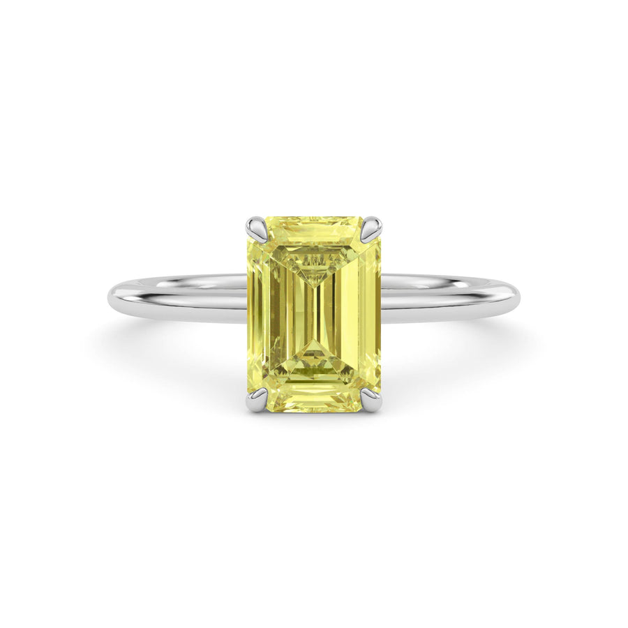 Yellow gold Fancy Yellow Emerald Cut Diamond Classic Solitaire Engagement Ring
