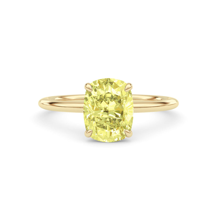 Yellow gold Fancy Yellow Cushion Cut Diamond Classic Solitaire Engagement Ring