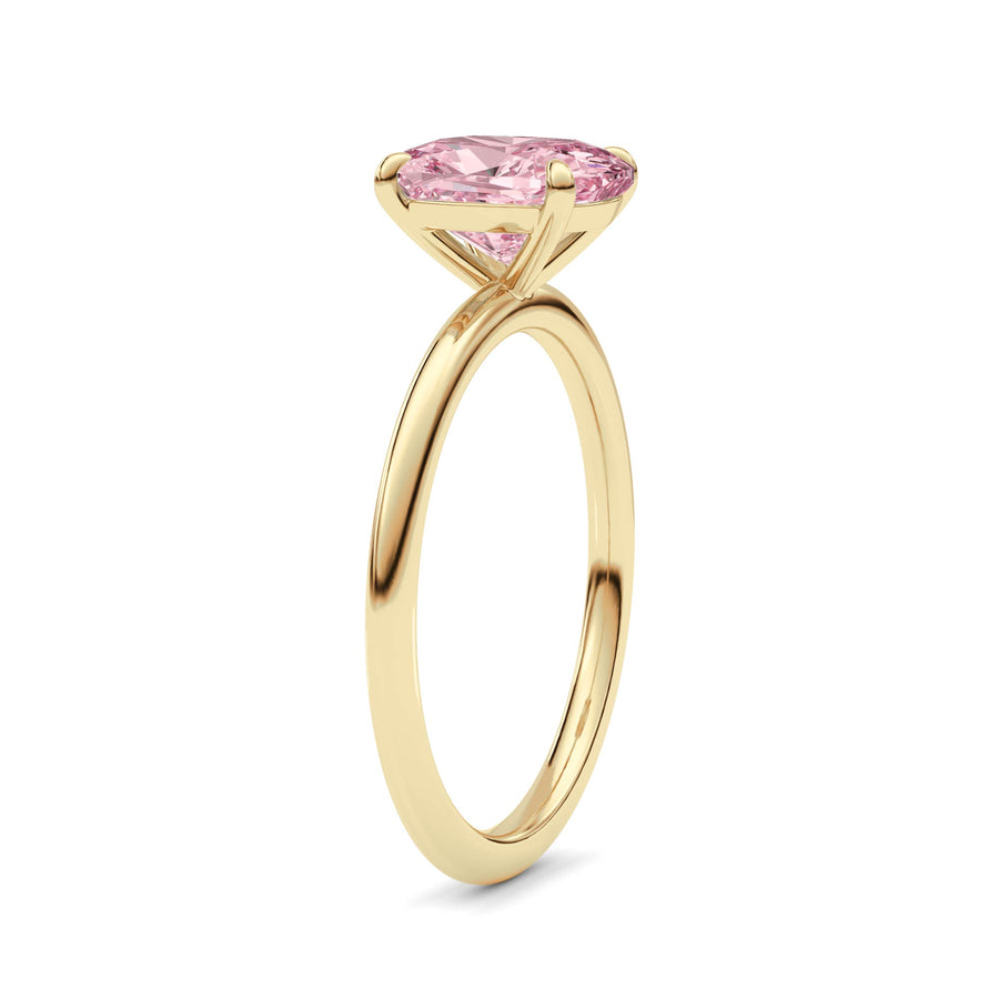 Yellow gold Fancy Pink Cushion Cut Diamond Classic Solitaire Engagement Ring