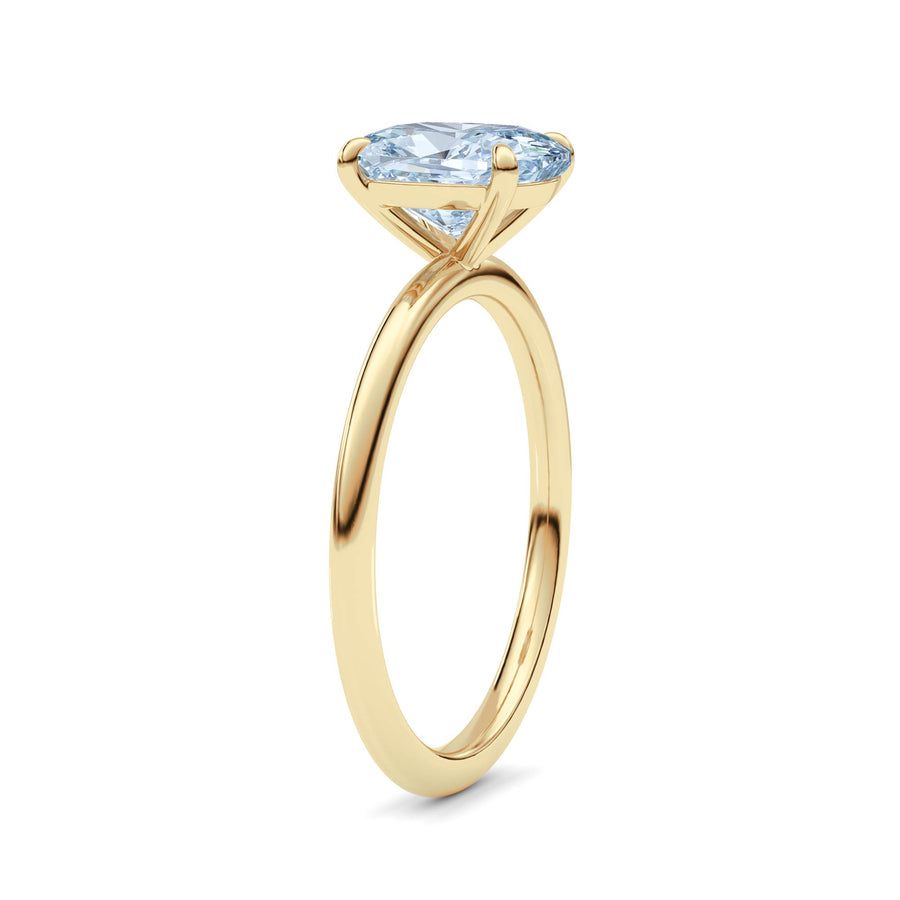 Yellow gold Fancy Blue Cushion Cut Diamond Classic Solitaire Engagement Ring