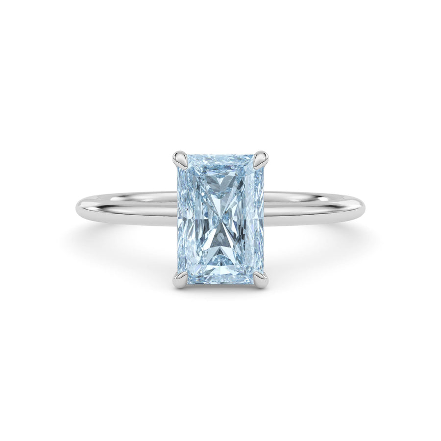 White gold Fancy Blue Radiant Cut Diamond Classic Solitaire Engagement Ring